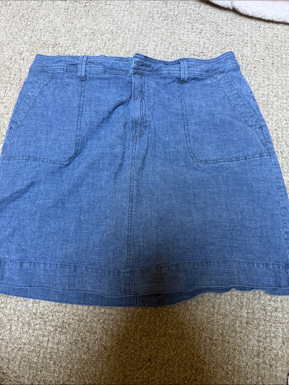 Croft & Barrow skort with Front Patch Pockets - lined blue chambray 16 like new